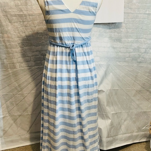 NAUTICA Maxi dress, Pima Cotton, Sz medium. Sleeveless blue and white striped. - Picture 5 of 7